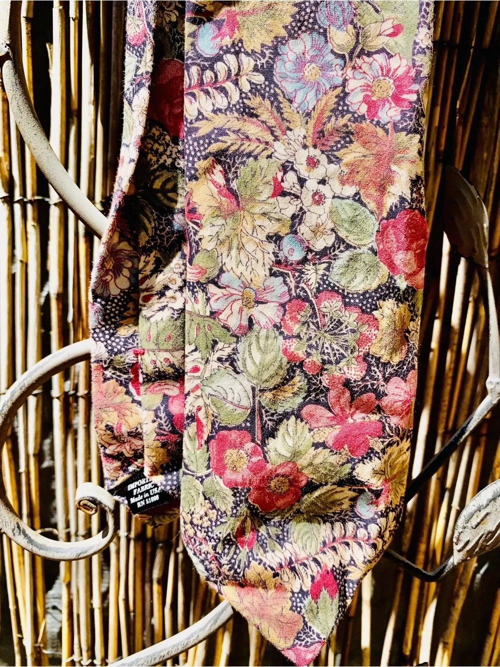 Floral Scarf in Pink, Green & Black Tie   By Structure